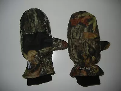 HOT SHOT Brown RealTree CAMO HUNTING POP-TOP MITTENS/GLOVES Warm Winter Men's L • $29.69