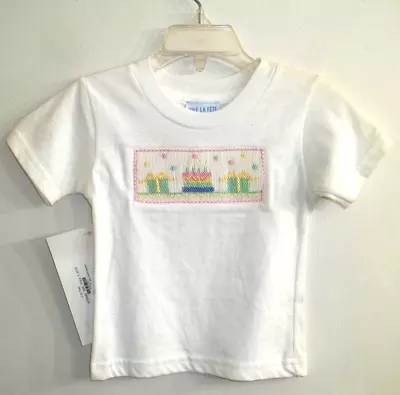 Vive La Fete Girls NWT Hand Smocked T-shirt Size 12months Birthday Theme • $8.99
