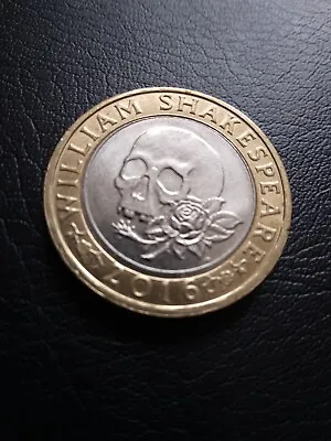 £2 • Buy William Shakespeare 2 Pound Coin Skull Rare Macbeth Skull & Rose
