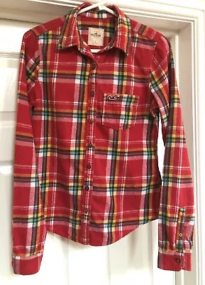 £3 • Buy Hollister Red Check Flannel Shirt Size S