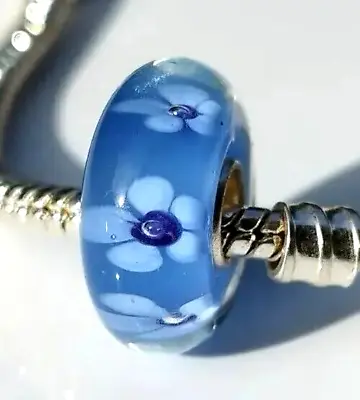 Charm Blue Flowers Murano Glass BEAD SILVER 925 EUROPEAN FIT BRACELETS • $21.50