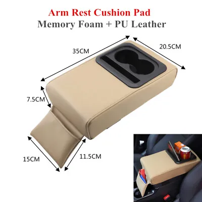 Auto Armrest Cover Cushion Center Console Armrest Pillow Storage Box Cup Holder • $39.19