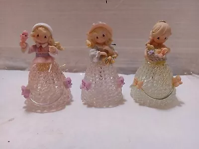 Precious Moments Four Seasons Lot Of 3 Glass Bell-glass Skirt Figurines  • $29.99