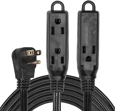 10 Ft Extension Cord With 3 Electrical Power Outlets- 16/3 Durable Black Cable • $11.99