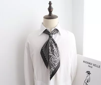 Men's 100 Silk Paisley Scarf Polka Dots Square Neckerchief Shawl Wraps Black Red • $14.44