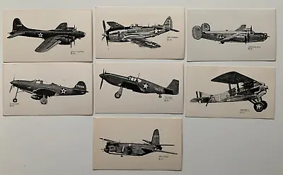 Lot (7) Aircraft Postcards 1978 Joe Milich Warbird Collection Military Airplanes • $15.75