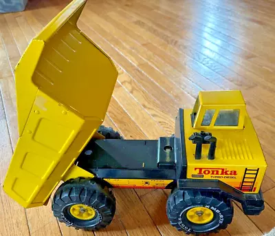 Vintage Mighty Tonka XMB-975 Loader Metal Dump Truck Yellow Turbo Diesel • $59