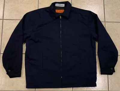 Men's Medium Cintas Navy Quilted Lined Full Zip Work Mechanic Jacket • $16.99