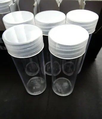 Lot Of 5 BCW Quarter Round Clear Plastic Coin Storage Tubes W/ Screw On Caps • $7.49