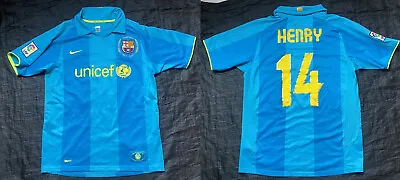 Thierry HENRY #14 BARCA 2007-2009 Nike FC Barcelona Away Shirt Jersey Men SIZE M • £99