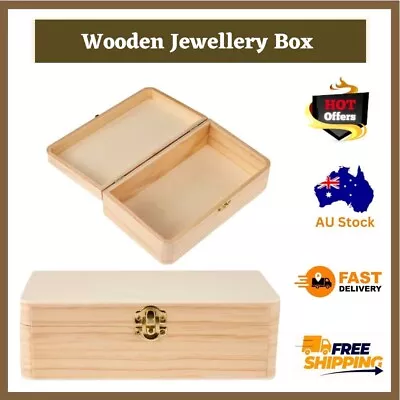 Wooden Hinged Box Jewellery Box Home Décor Multipurpose Jewelry Storage Box • $8.55