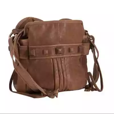 Junior Drake Faren Studded Leather Bucket Bag Purse Brown Crossbody  • $59.99