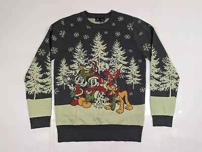 Disney Mickey Mouse Christmas Sweater Medium Minnie Mouse Donald Duck Pluto • $44.73