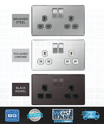 £11.75 • Buy BG FLATPLATE SCREWLESS BRUSHED STEEL POLISHED CHROME BLACK NICKEL Switch Socket