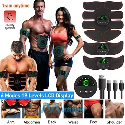 LCD Abdominal Muscle Toning Trainer 6 Mode ABS Stimulator Toner Fitness Gym Belt • $22.93