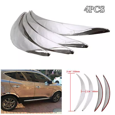 4PCS Chrome Car SUV Wheel Eyebrow Arch Protector Trim Lips Fender Flares Sticker • $34.57