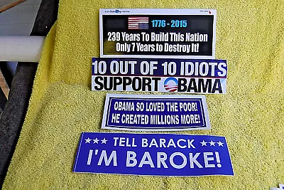 4 Pak Anti Barack Obama Lg Political Bumper Stickers! 239 Years Baroke Vintage • $18.79