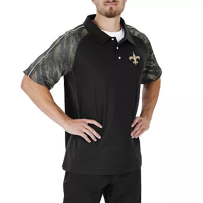 Zubaz NFL Men's New Orleans Saints Elevated Feld Polo W/ Viper Print Accent • $38