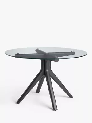 John Lewis Poise 6 Seater Round Glass Dining Table Clear/Black C(8) RRP£599 • £365