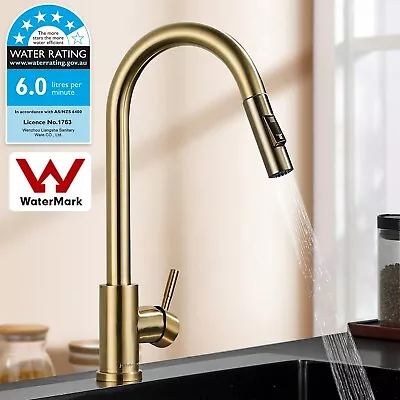Brushed Gold WELS Kitchen Mixer Tap Sink Pull-Out Faucet 360° Swivel Spout AUS • $55