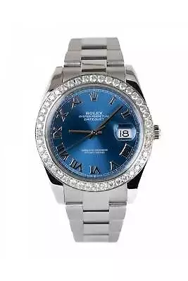 Rolex Datejust 41 126300 Blue Roman Dial Diamonds Watch 2021 Full Set  • £8450