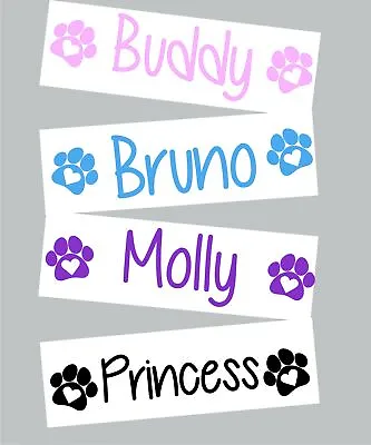 Personalised Dog Cat Pet Bowl Vinyl Stickers Label Paw Pet Name Decal Box Food • £1.70