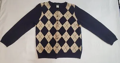 *J. Crew*Women's Y2K Vintage● Preppy Academia Argyle Cardigan Size L●Blue & Tan● • $39.99