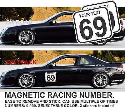 2x Race Car Number Magnetic Door JDM Prelude Rally Drag Civic Accord Mustang • $65