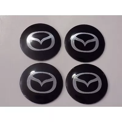 Center Wheel Cap Stickers - Mazda (Black-Silver) 56mm • $10