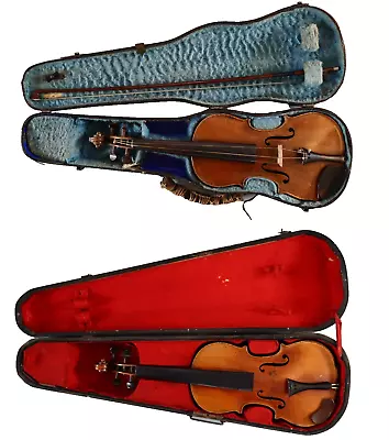 2 Vintage Old Violins 4/4  And 3/4 For Repair One Possibly French  DV95 And DV96 • $14.32