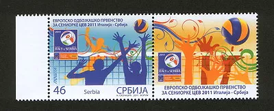 Serbia-italy-mnh-stam+label-volleyball-women-sport-2011 • $3.27