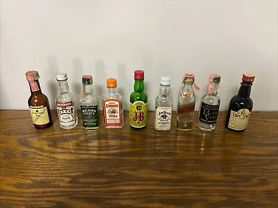 Lot Of 9 Vintage Empty Mini Alcohol Liquor Miniature Bottles • $6