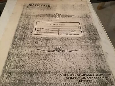 1942  VOUGHT F4U-1 Corsair  PILOTS FLIGHT MANUAL HANDBOOK Copy • $26.60