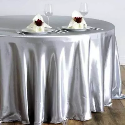 108-Inch ROUND SATIN TABLECLOTH Dinner Wedding Party Linens Decorations Sale • $16.50