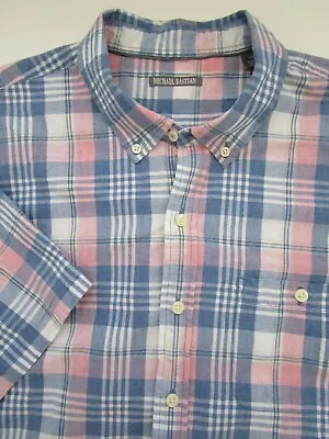 Mens XXL Michael Bastian 100% Cotton Blue Pink Plaid Button Shirt • $30