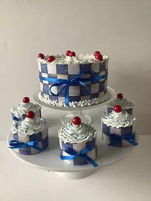 Fake Cakes Mackenzie Childs Royal Check Style Artificial Cake & Cupcakes • £14.99