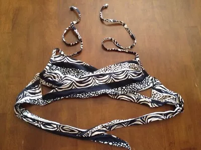 Women's H&M Bikini Top Size 4 Black/Tan/White Animal Print • $5