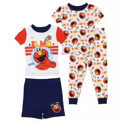 New Sesame Street Toddler Boys Elmo Tops Shorts & Pants Pajama Set 4T • $26.95