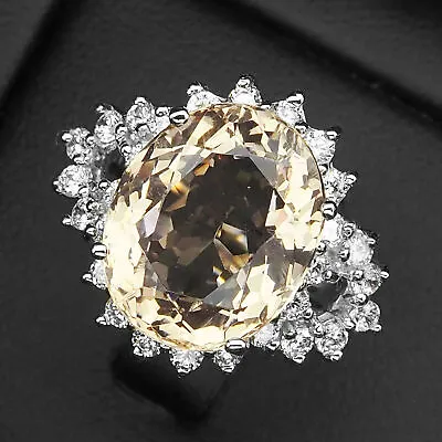 Morganite Peach Orange Oval 9.20 Ct. Sapp 925 Sterling Silver Ring Sz 6.75 Gift • $31.06