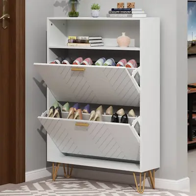 Shoe Cabinets Standing Tipping Bucket Storage 2 Flip Drawers Modern Organizer • £178.44