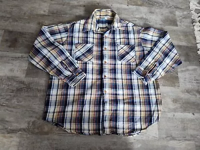 Vintage 70s Big Mac Plaid Flannel Button Up Shirt Adult Size XL Tall Made In USA • $57.95