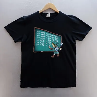 Zelda T Shirt Medium Black Graphic Print My Name Is Link Cotton Gaming Mens • £8.09
