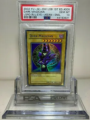 2002 Dark Magician 1st Edition YuGiOh Card LOB-005 Asian English GEM MINT PSA 10 • $19244.87
