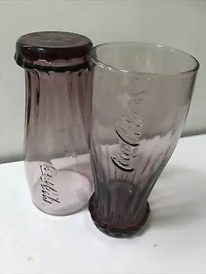 2 X COCA-COLA 2013 LTD Ed McDONALD'S UPSIDE DOWN GLASS PInk 340ml Drinking Loose • $5.78