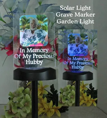 Personalized Photo Solar Light Sympathy Gift Grave Marker Loss Of Love One • $48