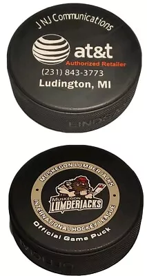 Muskegon Lumberjacks At&t Sponsor International League Official Game Puck 🇨🇦 • $49.99