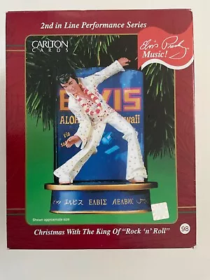 New 2001 Carlton Cards Elvis Presley White Jumpsuit Ornament Sings Burning Love • $8