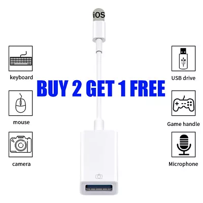 IOS Camera Storage Adapter 8 Pin USB 3.0 Flash Drive OTG For Apple IPhone IPad • £3.88