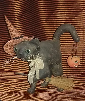 Bethany Lowe Artist Vergie Lightfoot Original Halloween Witch Cat JOL Folk Art • $180