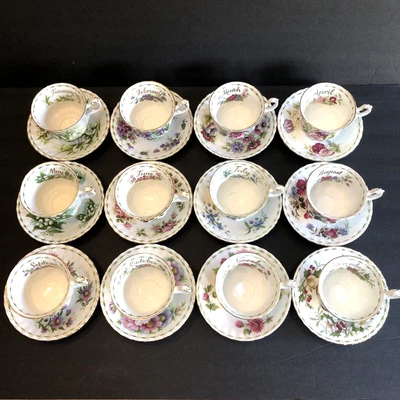 $424.99 • Buy Royal Albert Flower Of The Month Tea Cups & Saucers COMPLETE SET OF 12 Full Size